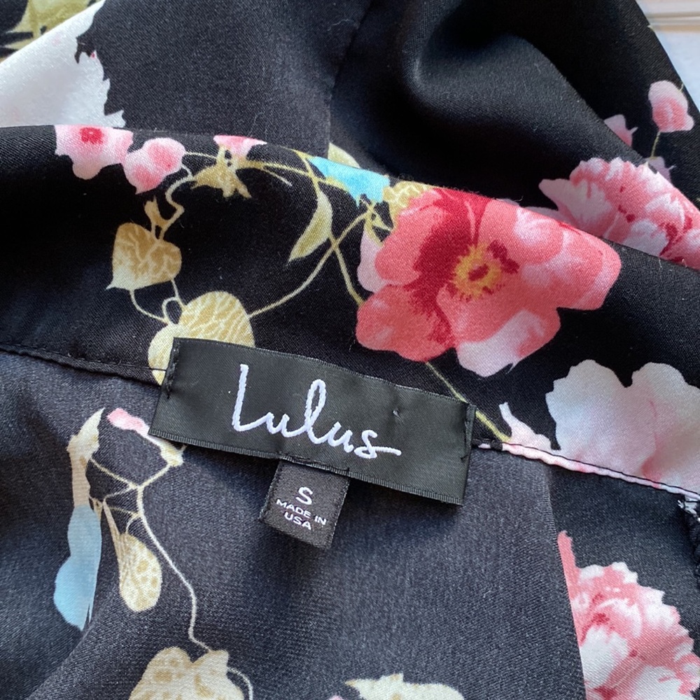 Lulus Black Floral Print V Neck Dress - Picture 9 of 10
